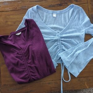 TWO Aeropostale Ribbed Knit Tops burgandy, light blue no brand